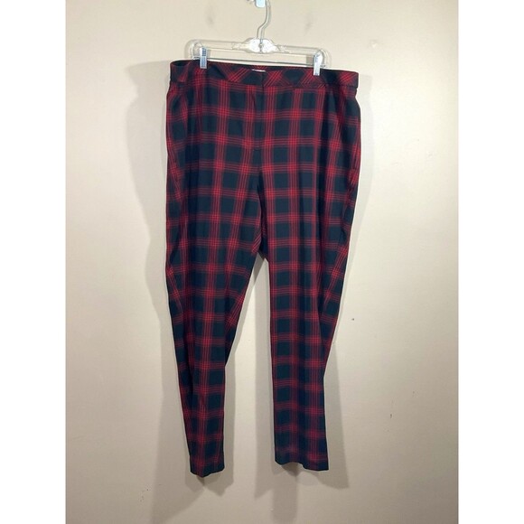 J. Jill Pants - J Jill Premium Bi-Stretch Straight Leg Plaid Pants 22 Black Red Academia Preppy